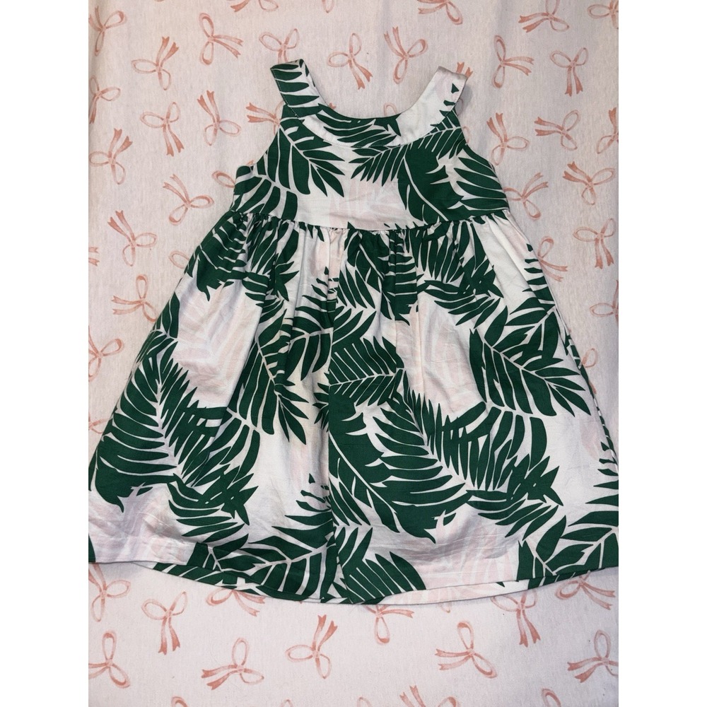 Janie and Jack Girls Green White Tropical Cotton Sundress Sleeveless 18-24M